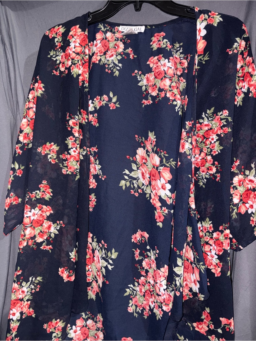 Dizzy Gal Navy Rose Print Kimono